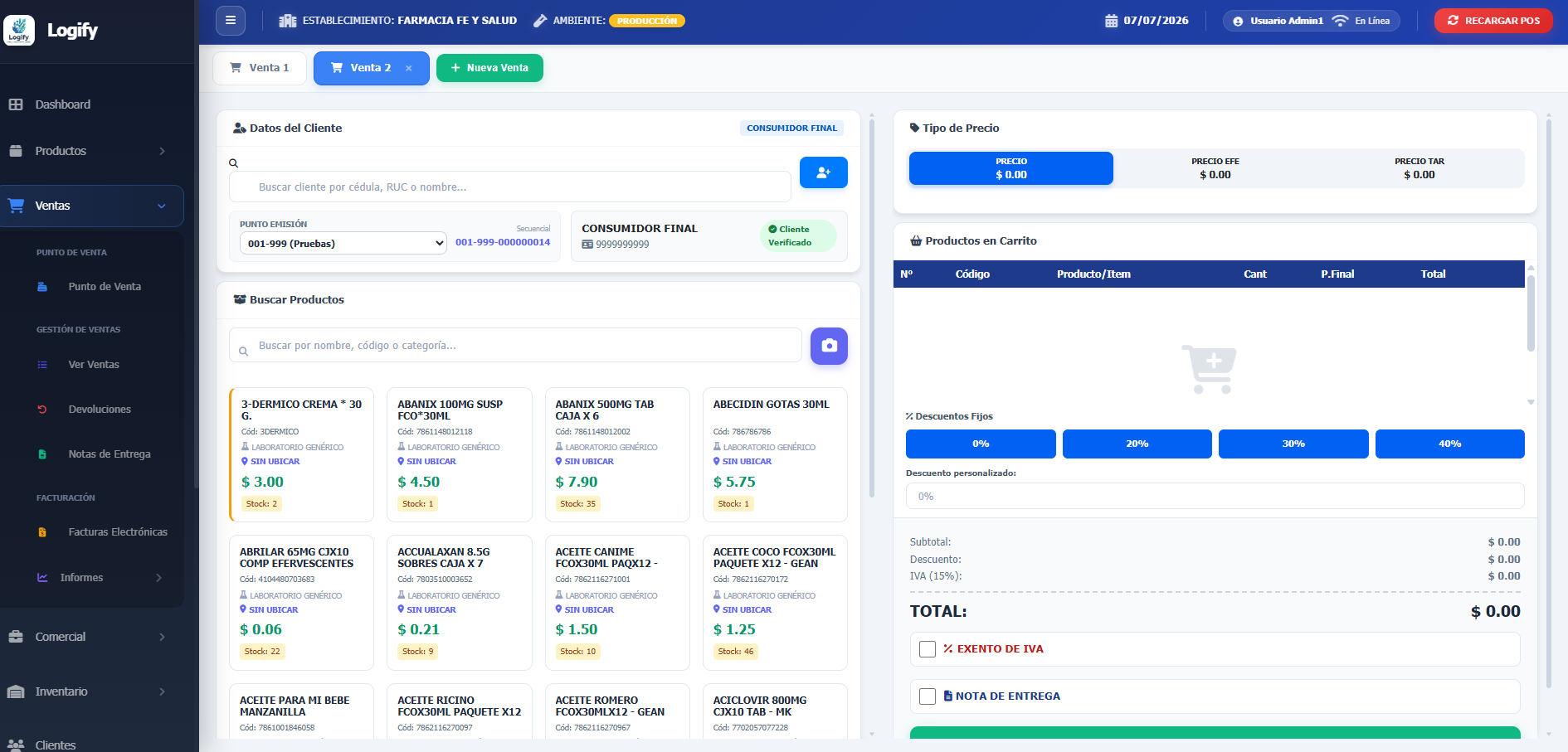 Ventas y facturación rápida Logify